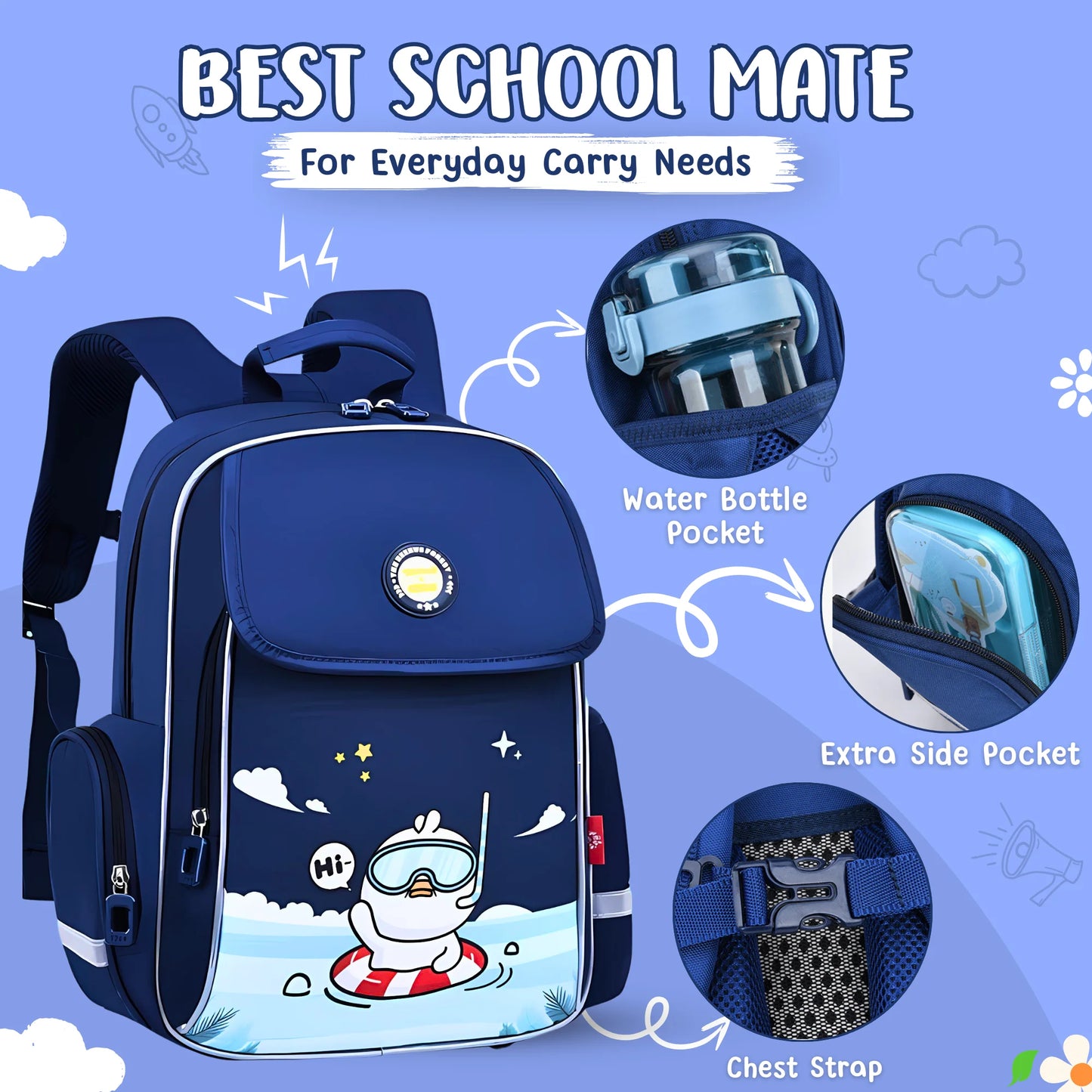 Trendy Cartoon Flap School Backpack (Surprise Colour)