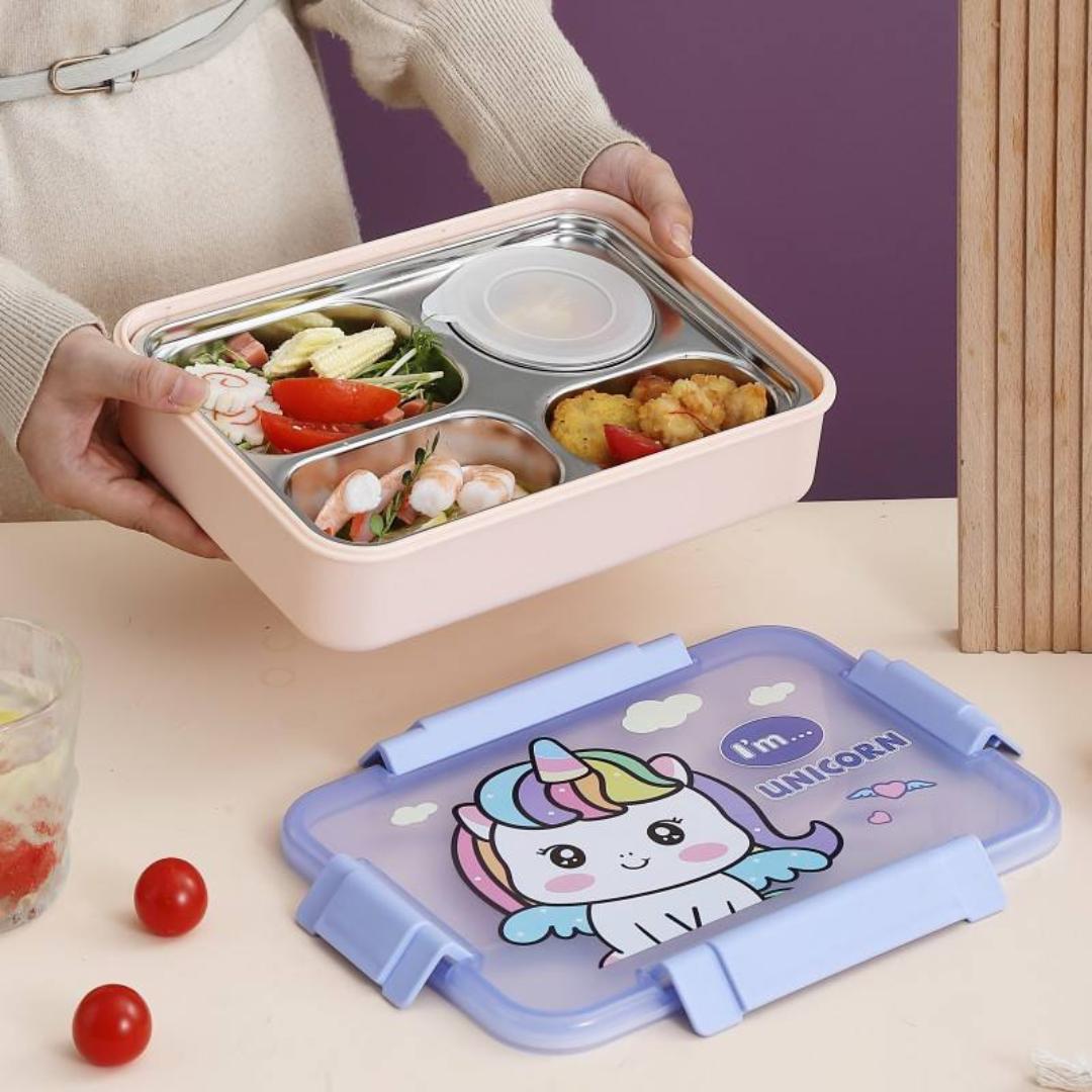 Magical Cartoon Stainless Steel 4 Compartment Lunch box