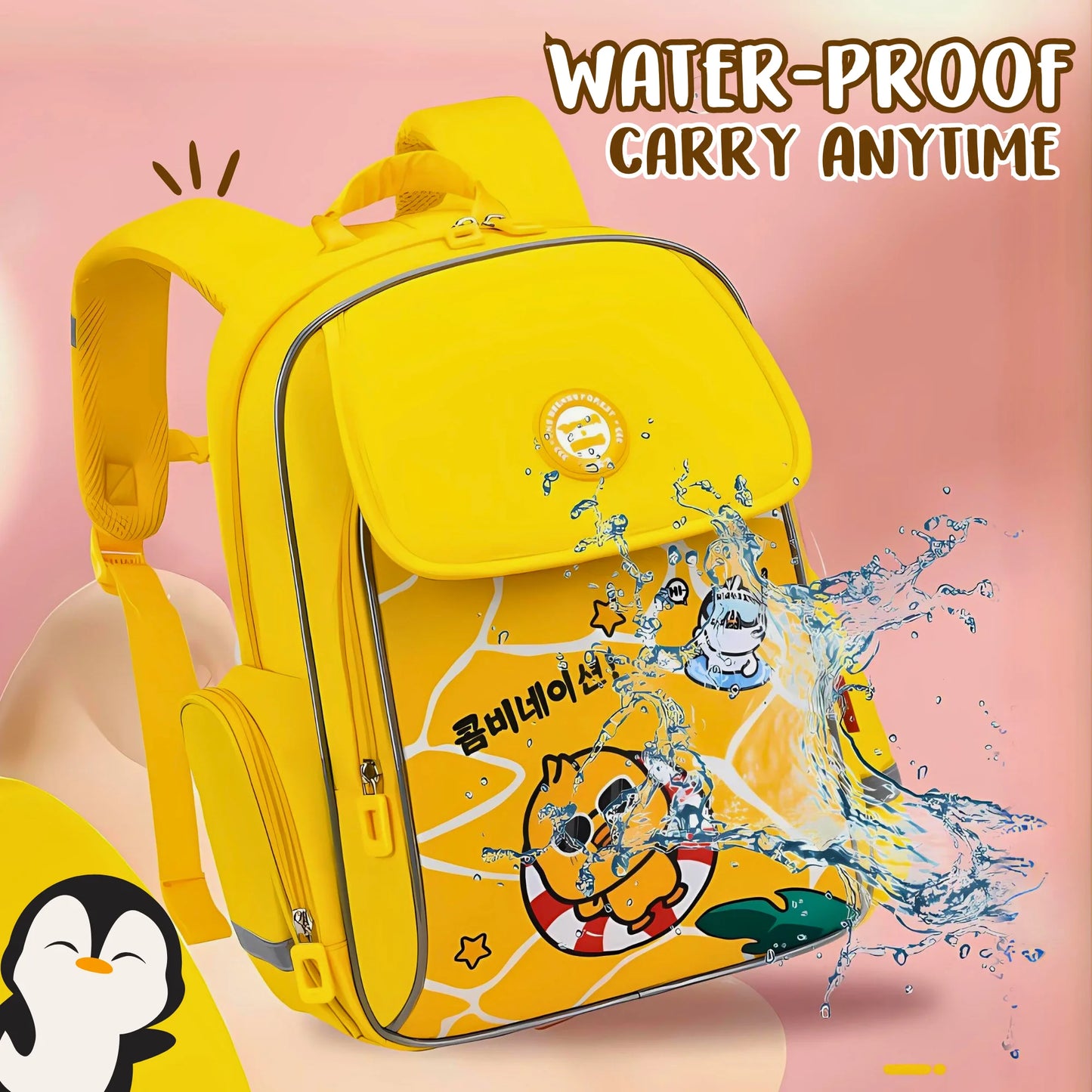 Trendy Cartoon Flap School Backpack (Surprise Colour)