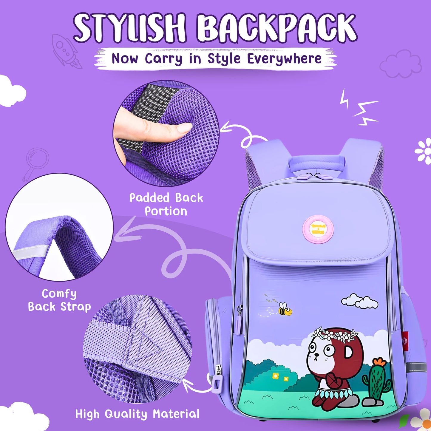 Trendy Cartoon Flap School Backpack (Surprise Colour)