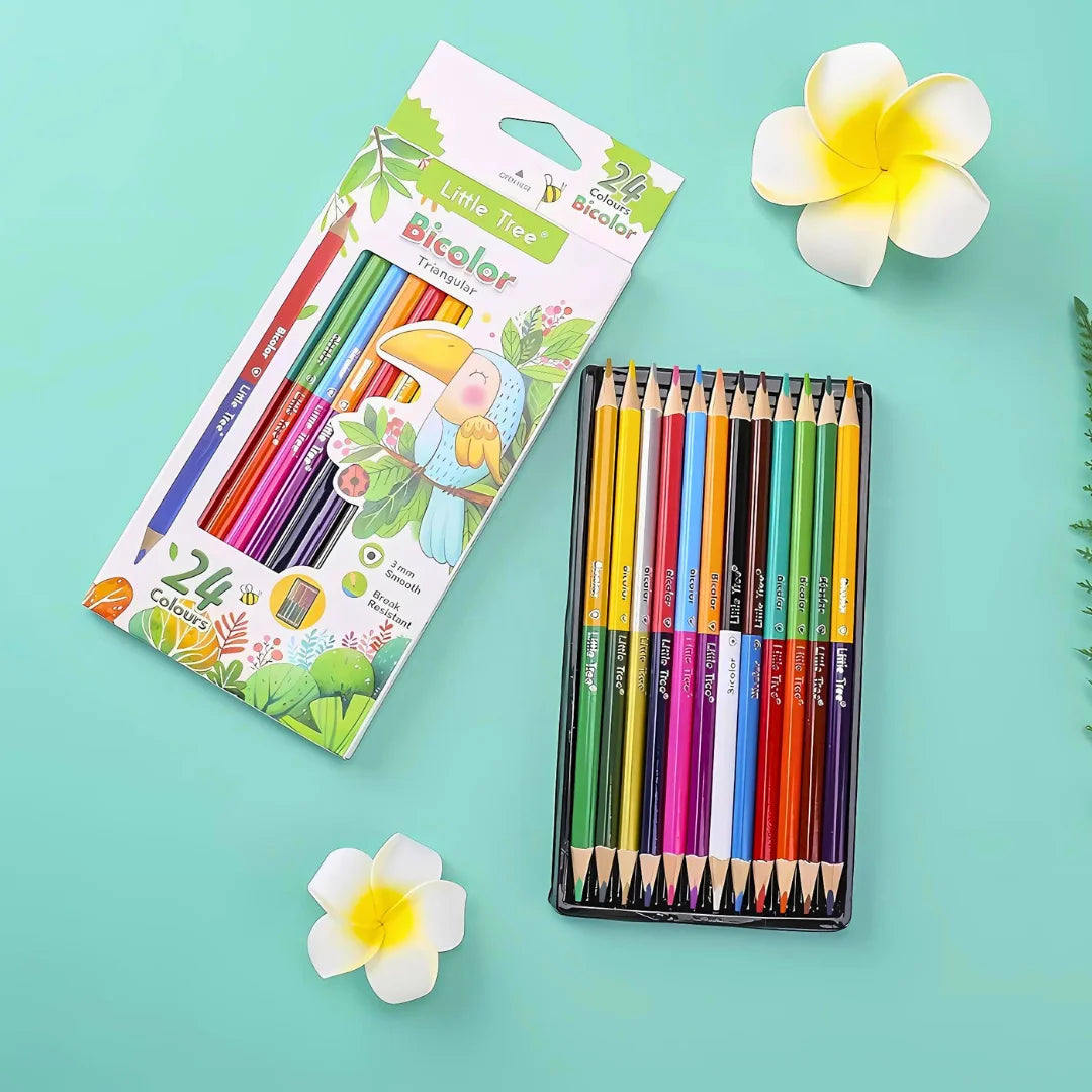 Little Tree 24 Colours Double Sided Pencil Colour Set