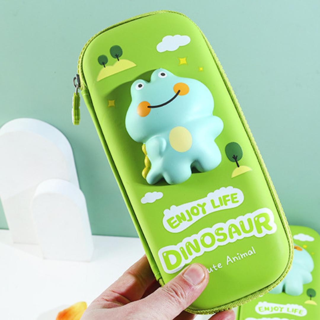 Trendy 3D Sponge Dino Pen & Pencil Case