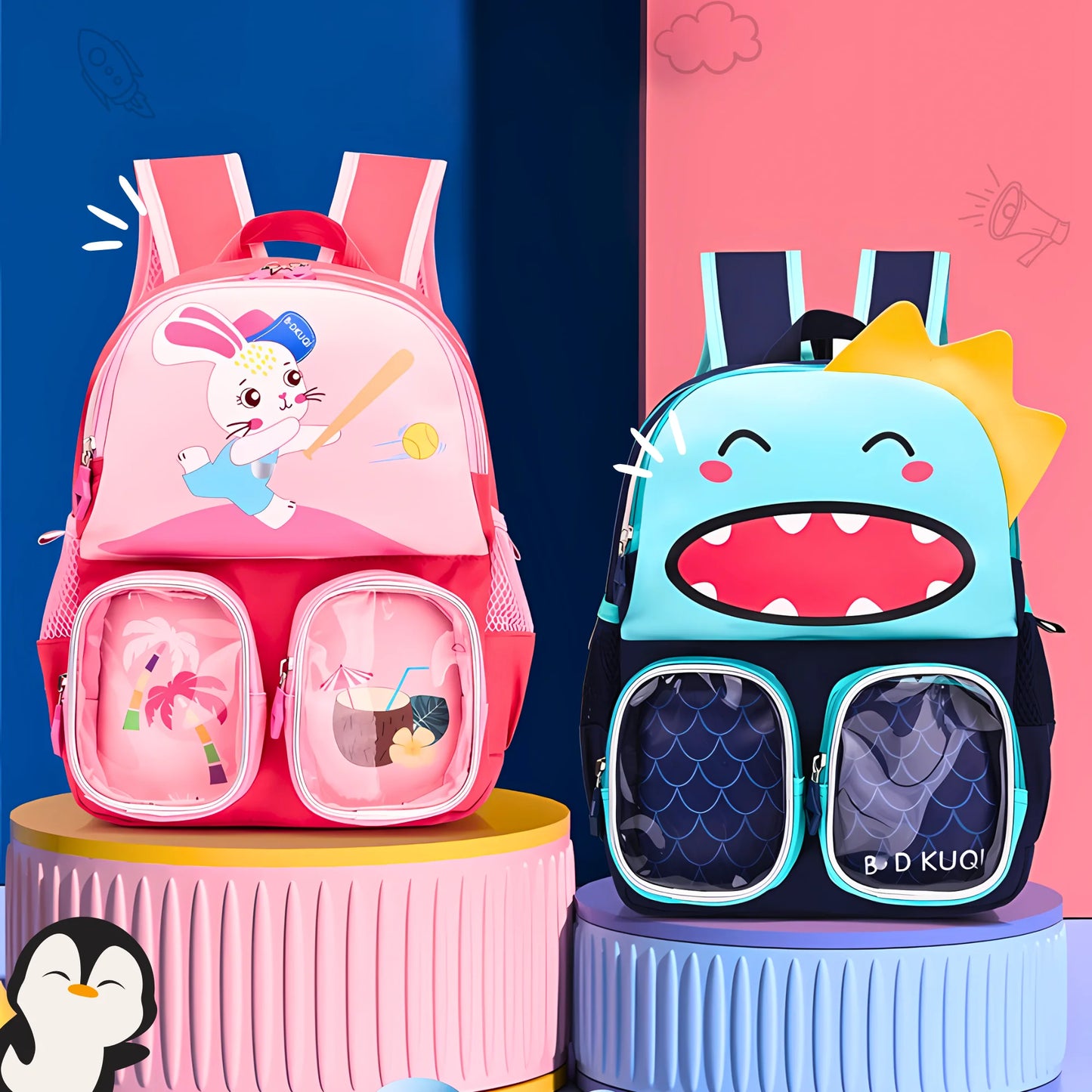 Trendy Premium Cartoon School Bag (Surprise Design)