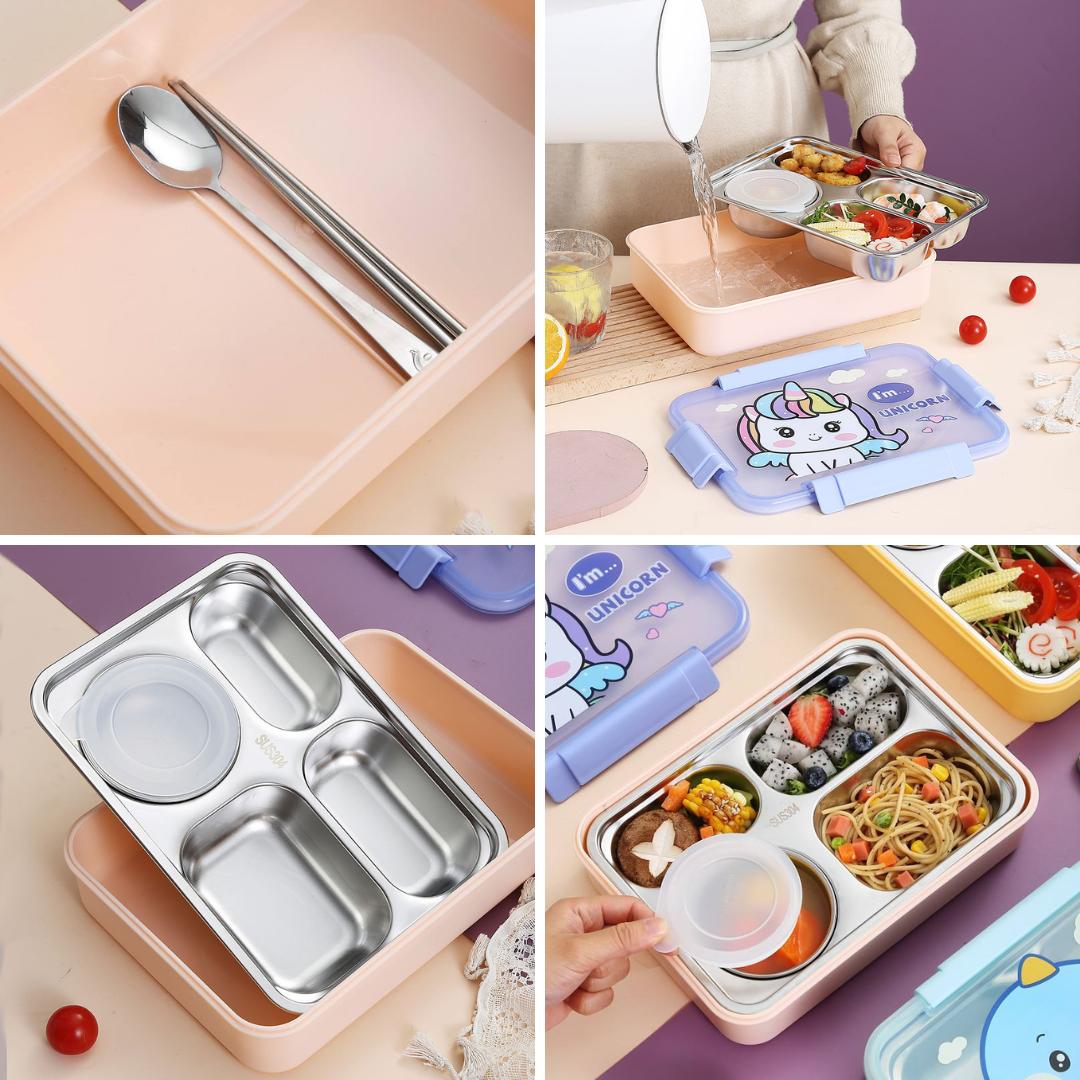 Magical Cartoon Stainless Steel 4 Compartment Lunch box