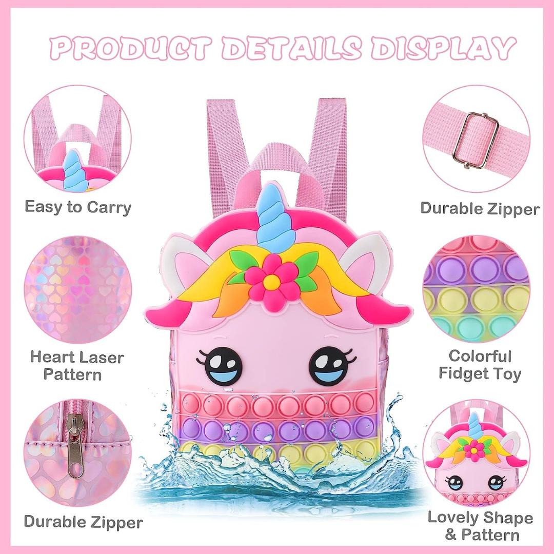 Fancy Unicorn Pop It Soft Silicone Backpack