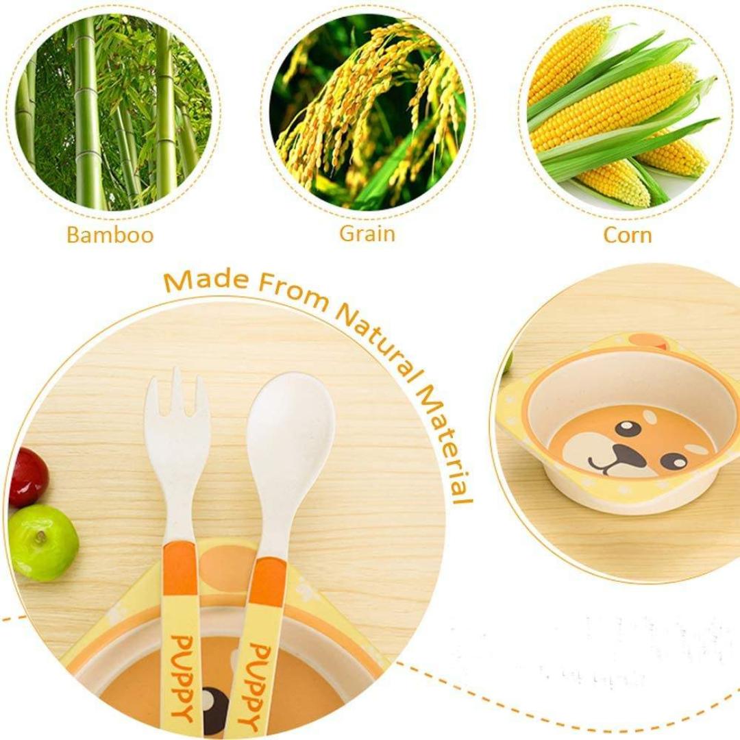 Cute Tiger Bamboo Fiber 5pcs Feeding Set