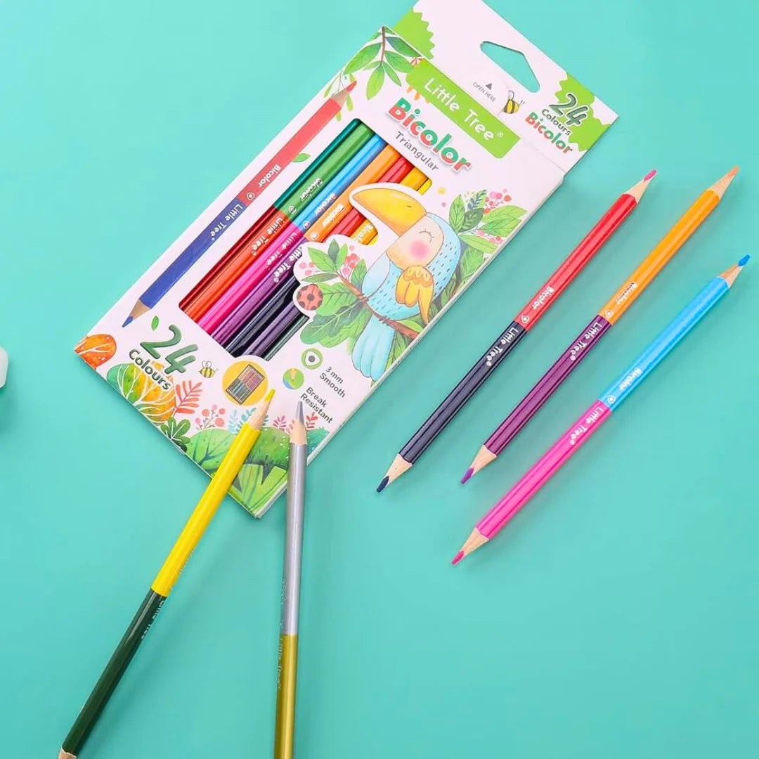 Little Tree 24 Colours Double Sided Pencil Colour Set