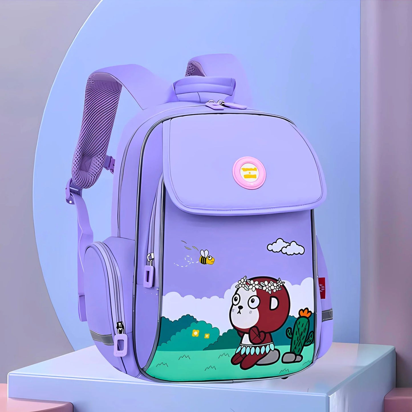 Trendy Cartoon Flap School Backpack (Surprise Colour)