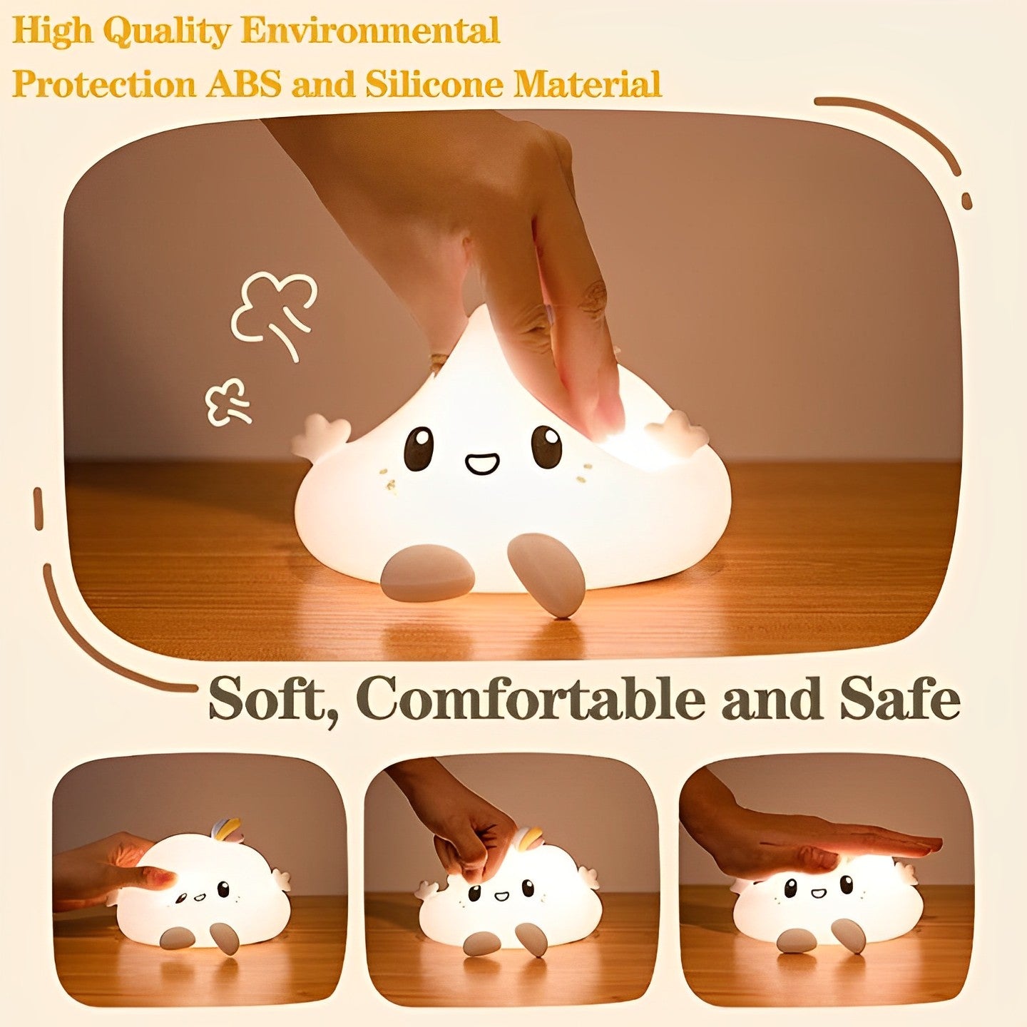 Cute Cloud Rechargeable Night Lamp with Remote