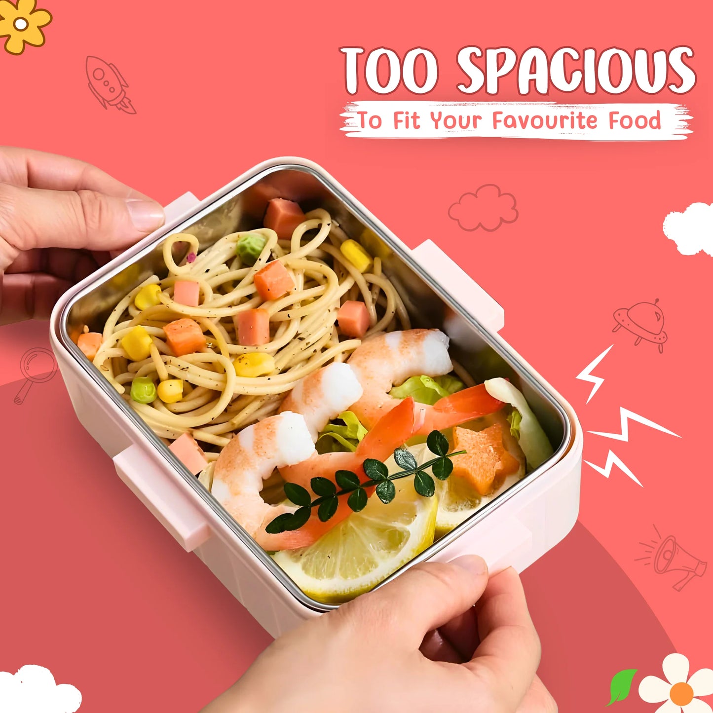 Magical Cartoon Stainless Steel 600ml Lunch box (Surprise Colour)