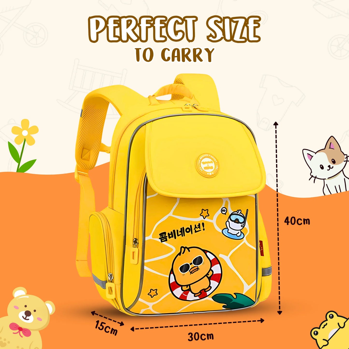 Trendy Cartoon Flap School Backpack