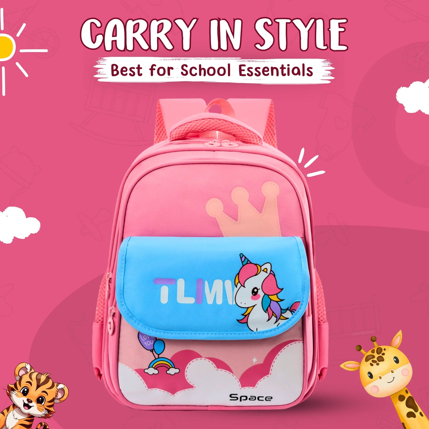 Cute Cartoonistic Flap School Backpack