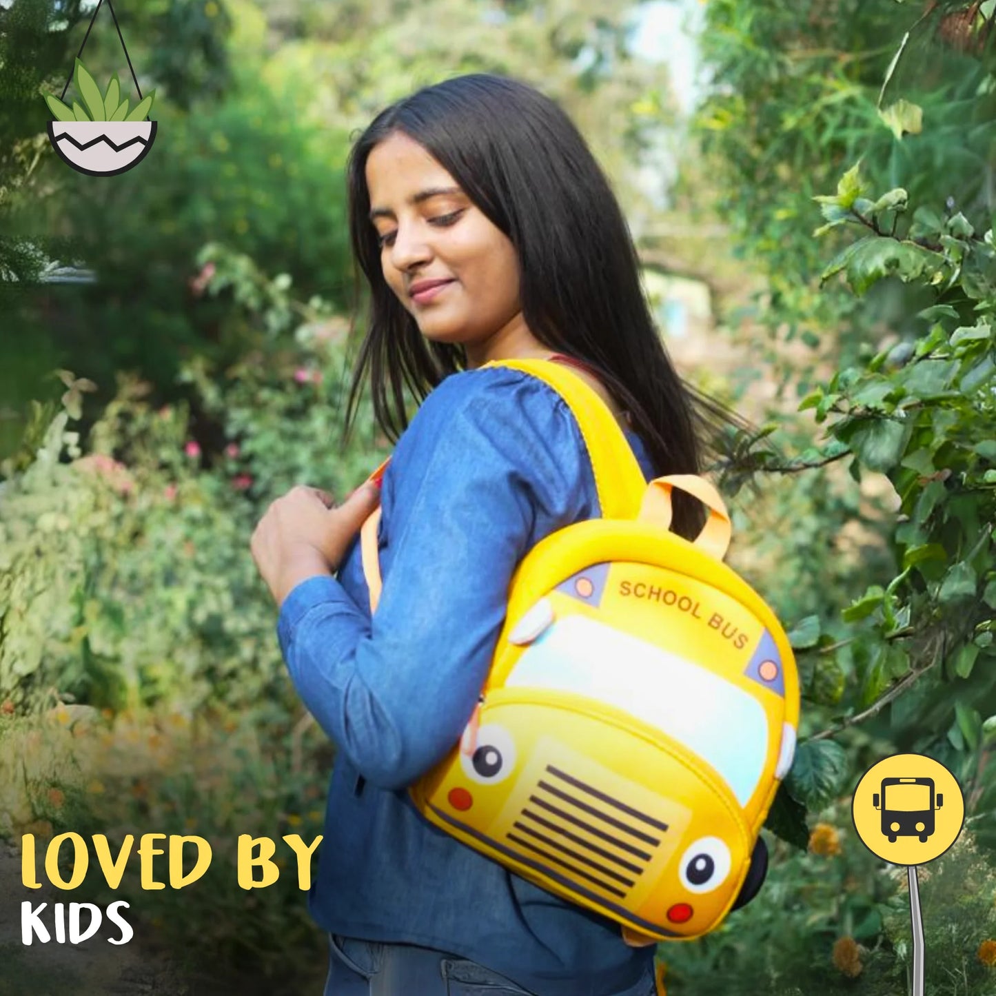 Cute Yellow School Bus Soft Plush Backpack For Kids