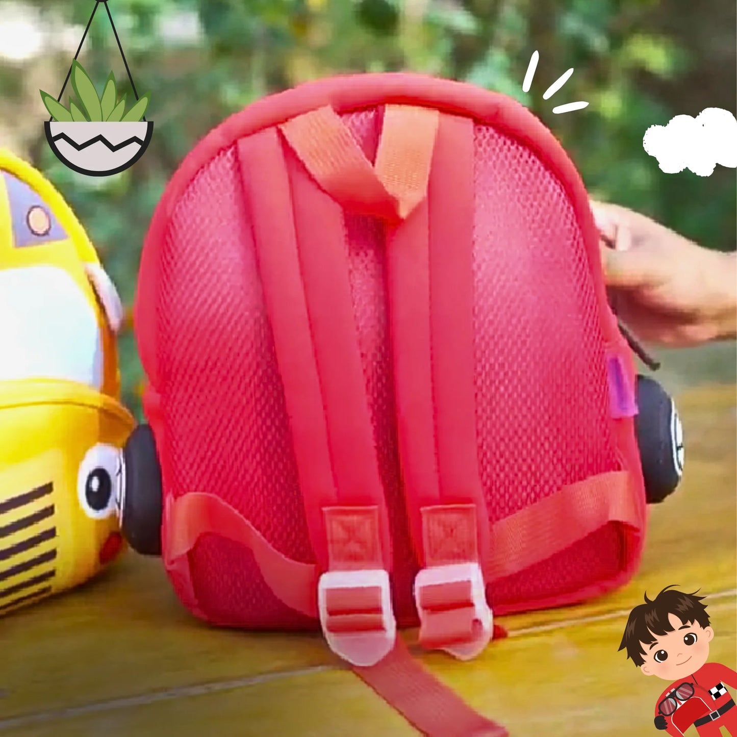 Cute Red School Bus Soft Plush Backpack For Kids