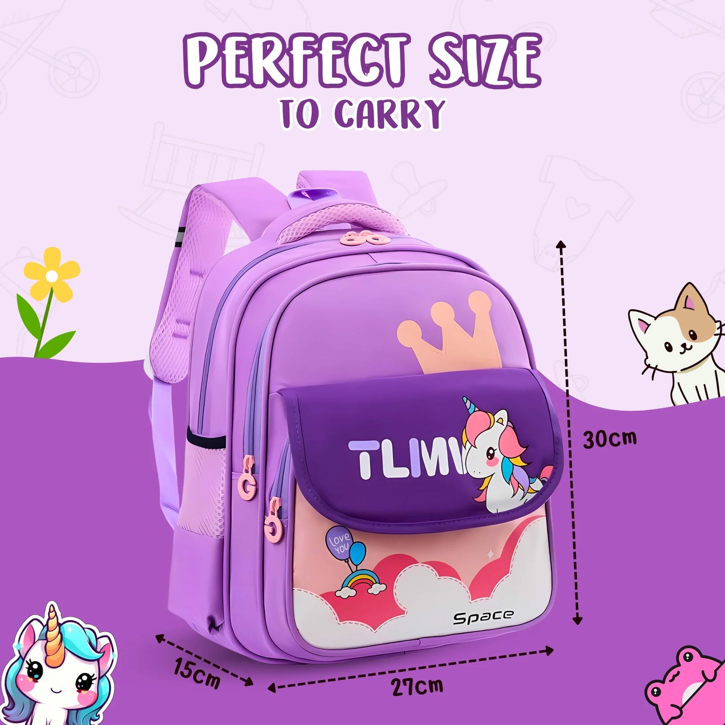 Cute Cartoonistic Flap School Backpack