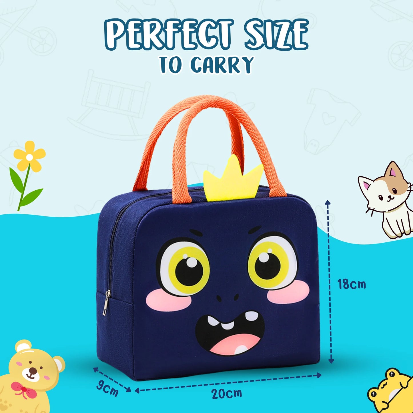 Cute Insulated Lunch Carry Bag 1pc (Surprise-Design)