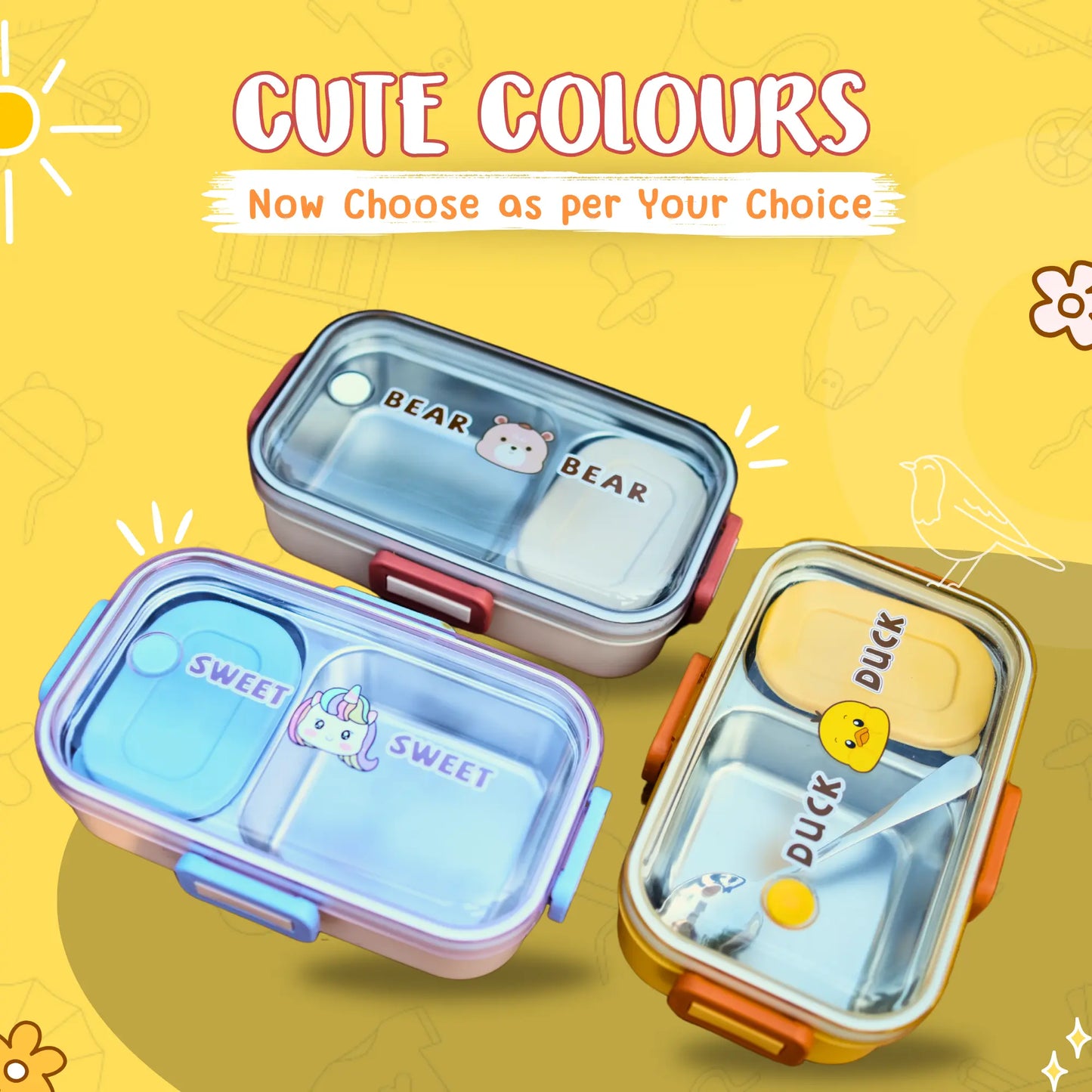 Trendy Rectangle Cartoon Stainless Steel Lunch box