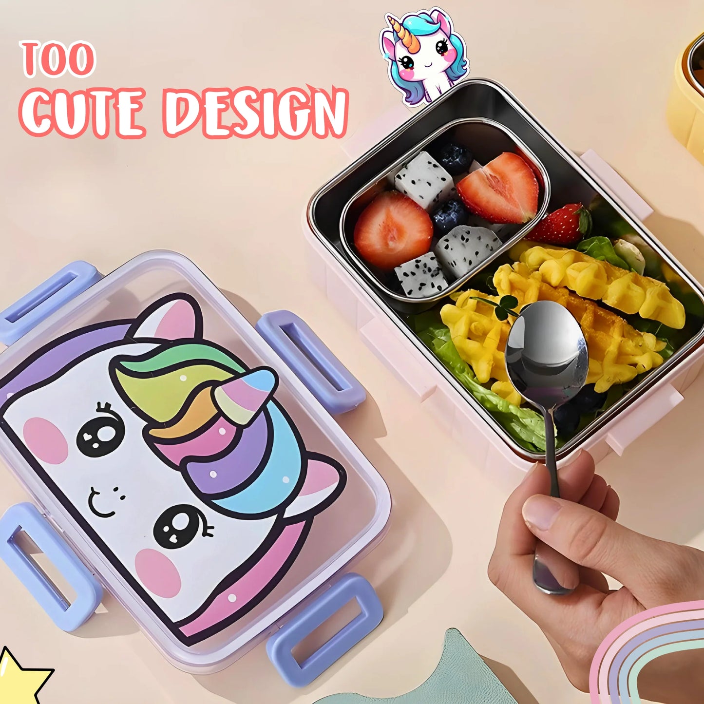 Magical Cartoon Stainless Steel 600ml Lunch box (Surprise Colour)