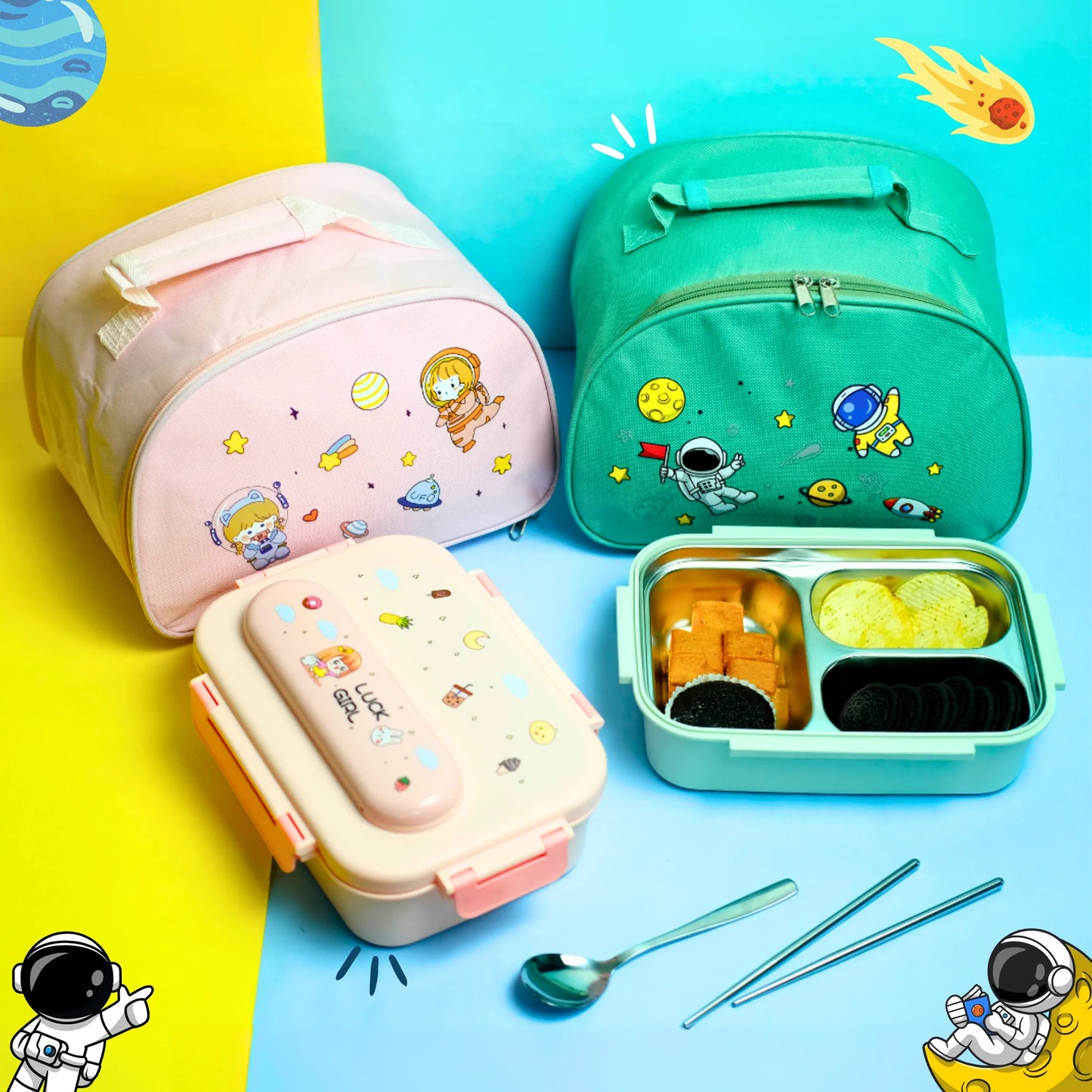 Cute Bento Lunch Box with Insulated Bag