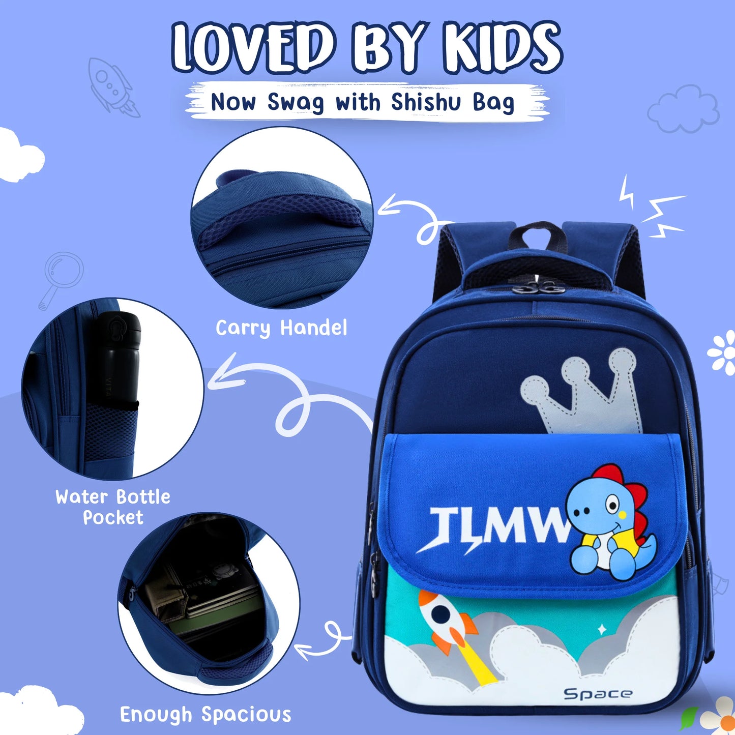 Cute Cartoonistic Flap School Backpack