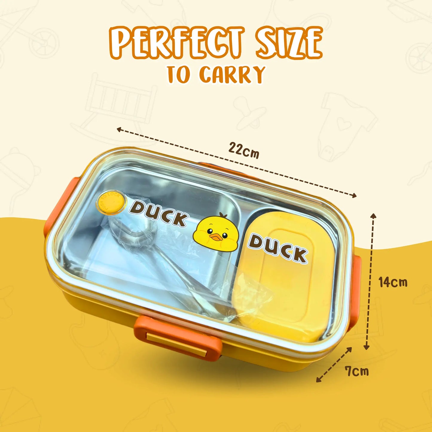 Trendy Rectangle Cartoon Stainless Steel Lunch box (Surprise Colour)