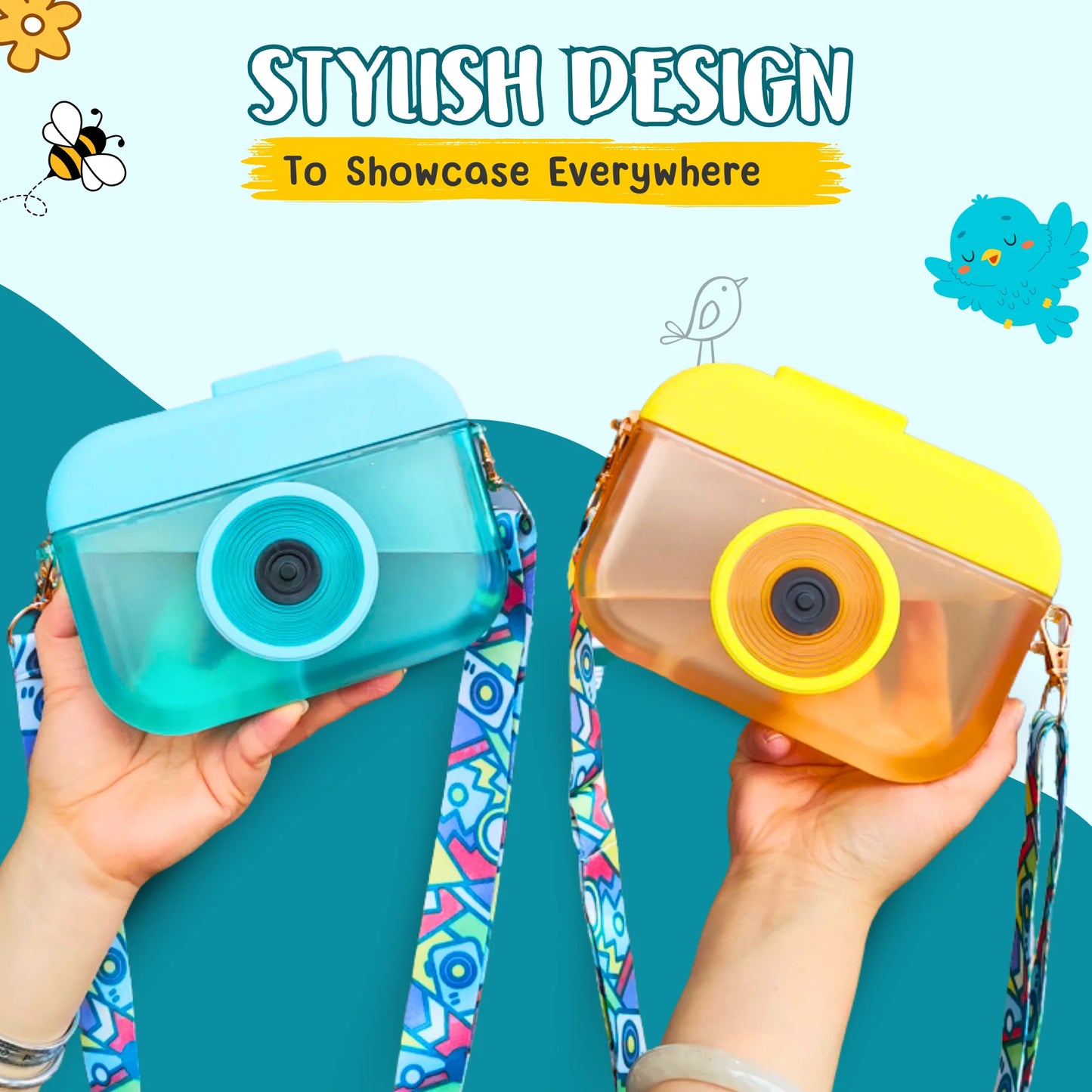 Stylish Camera Water Bottle 400ml