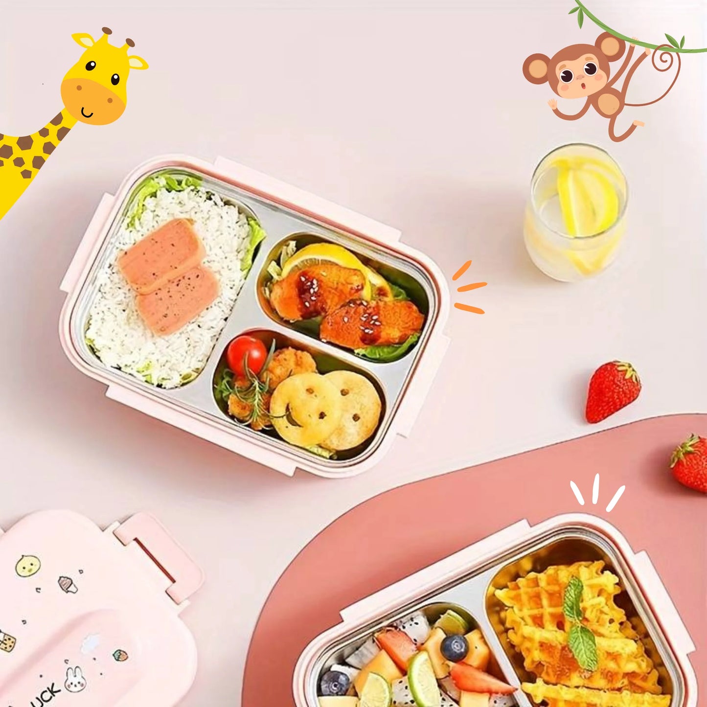 Cute Bento Lunch Box with Insulated Bag