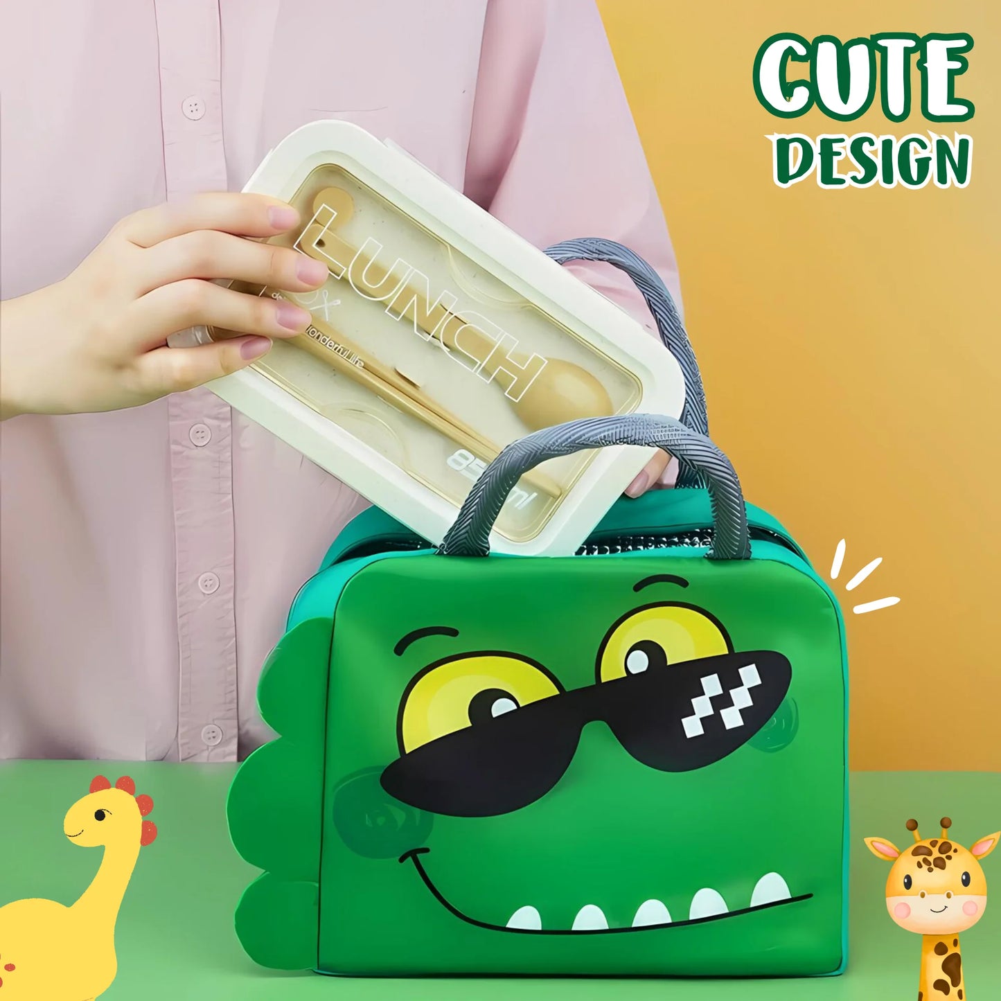 Cute Insulated Lunch Carry Bag 1pc (Surprise-Design)