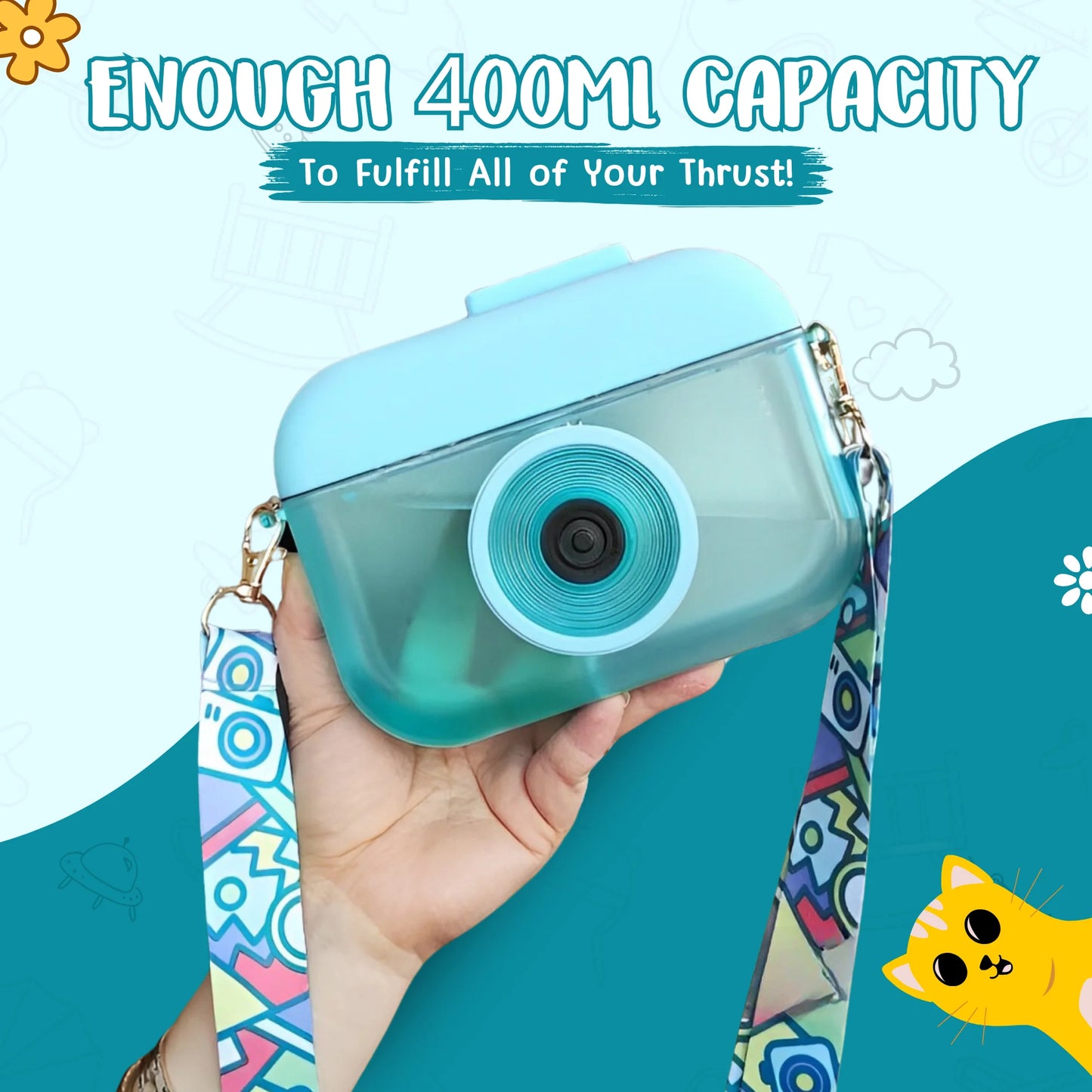 Stylish Camera Water Bottle 400ml