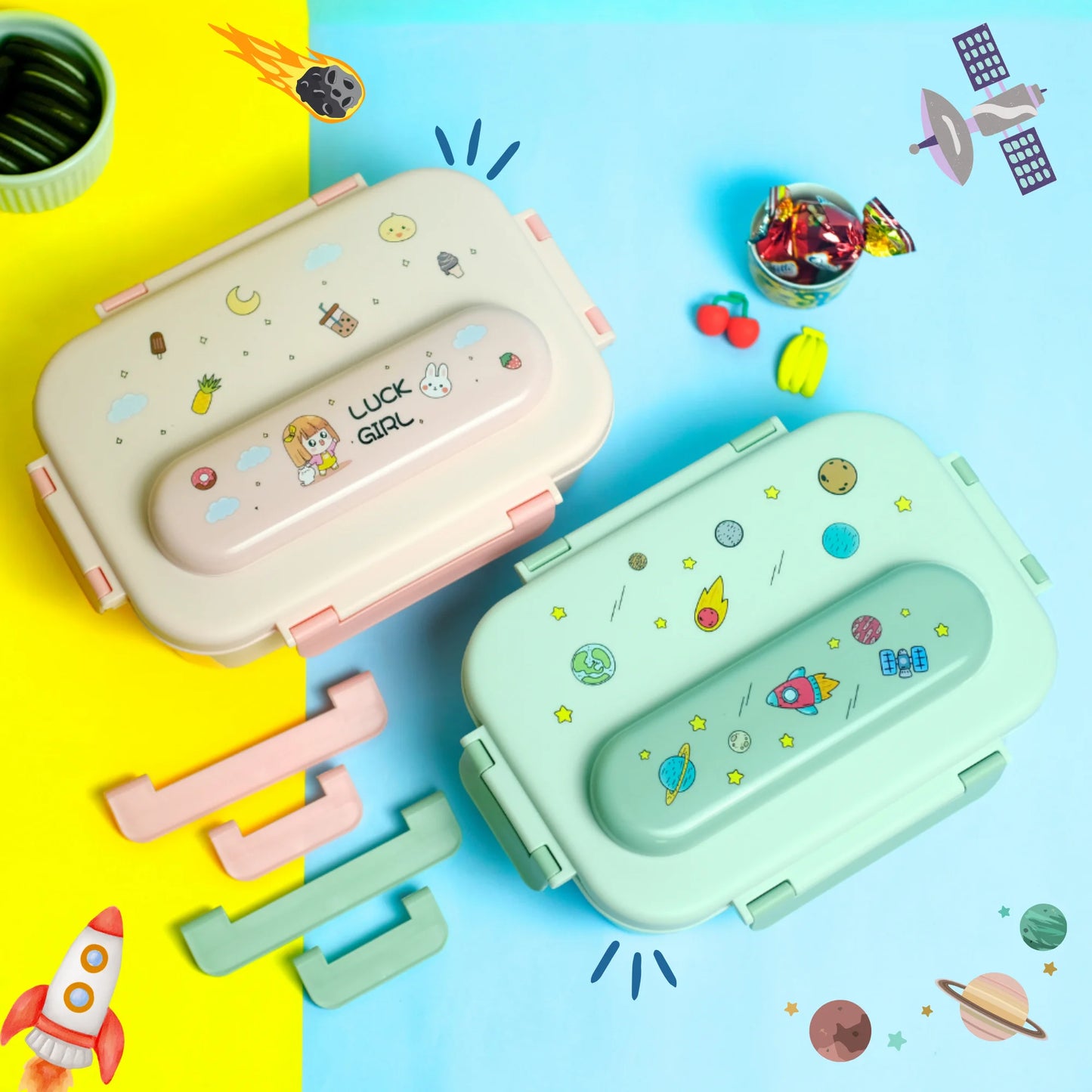 Cute Bento Lunch Box with Insulated Bag