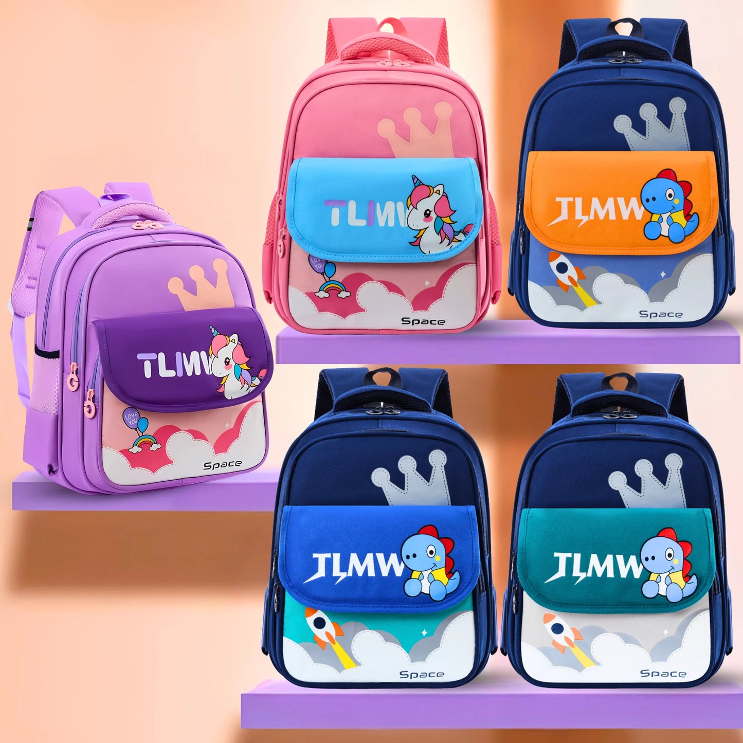 Cute Cartoonistic Flap School Backpack