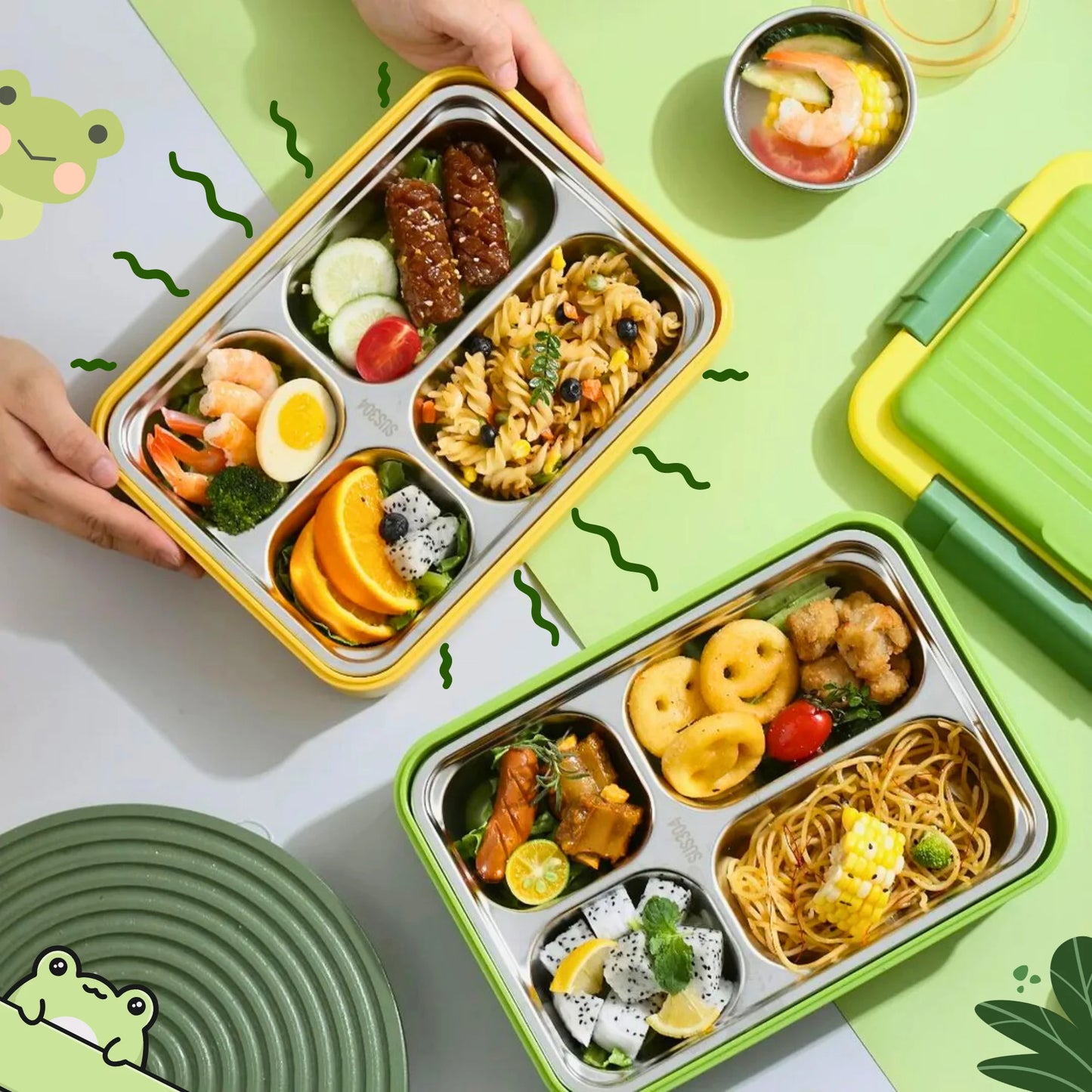 Trendy Space Capsule Lunch Box with 8 Compartment (Surprise Colour)