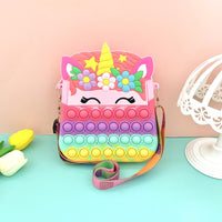 Cute Unicorn Pop It Silicone Sling Bag