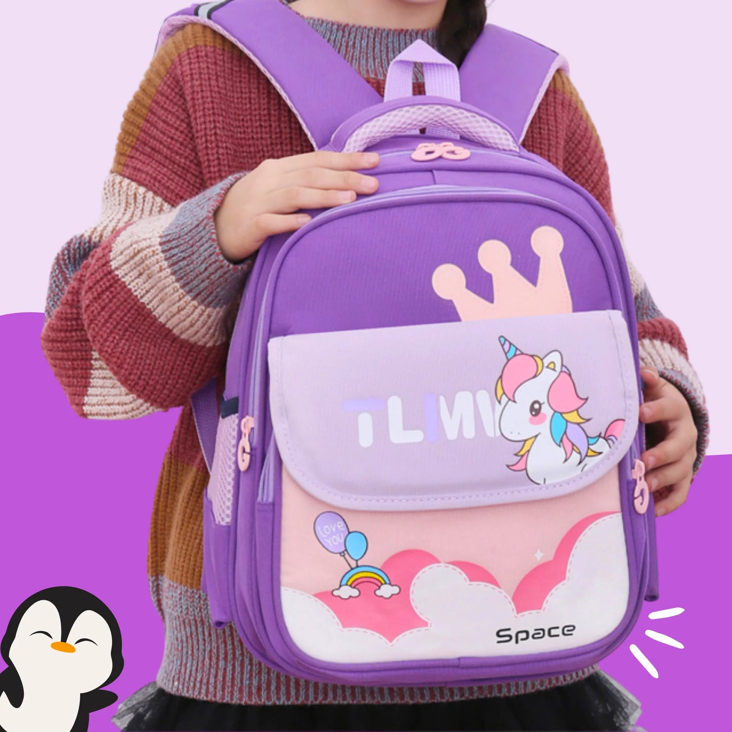 Cute Cartoonistic Flap School Backpack