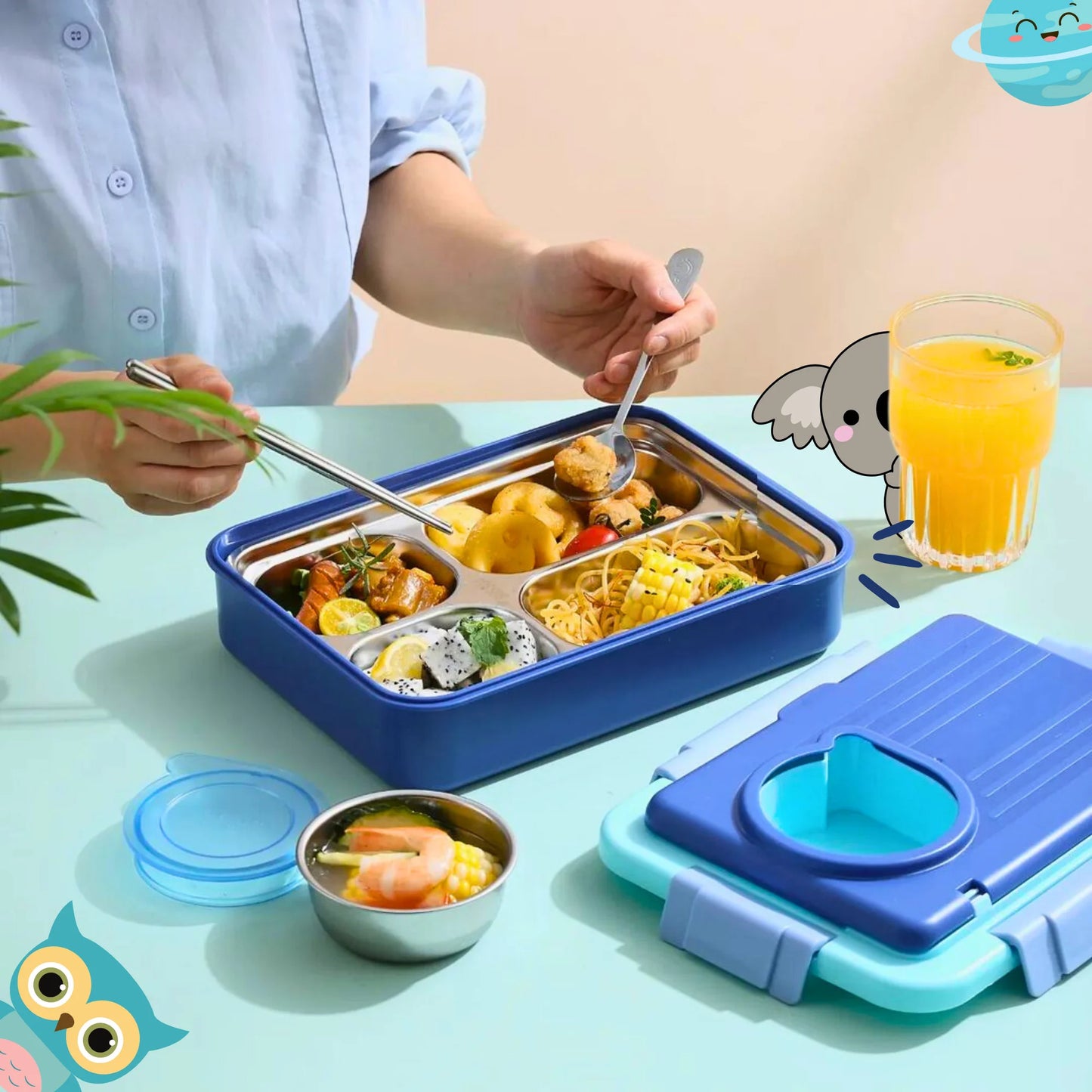 Trendy Space Capsule Lunch Box with 8 Compartment (Surprise Colour)