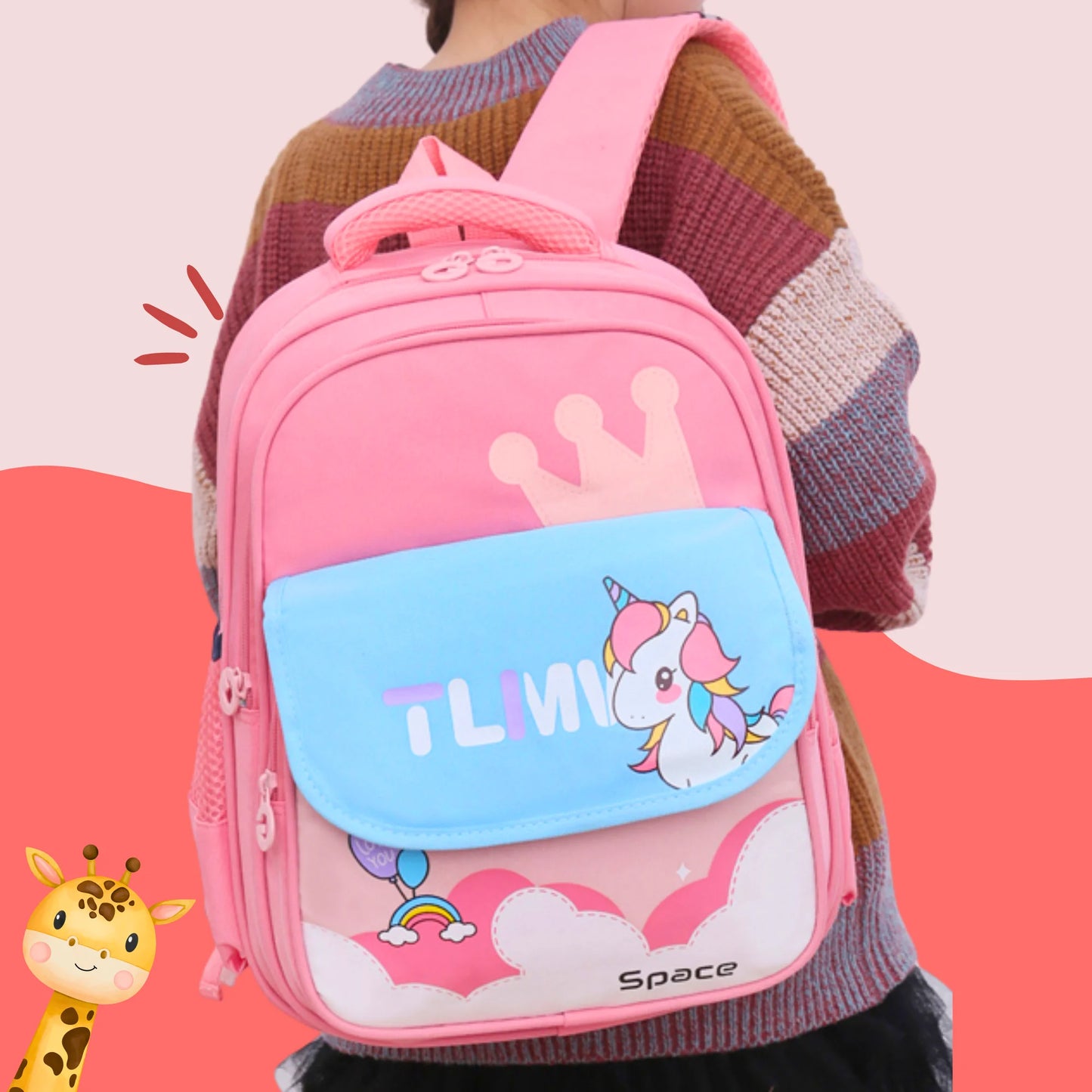 Cute Cartoonistic Flap School Backpack