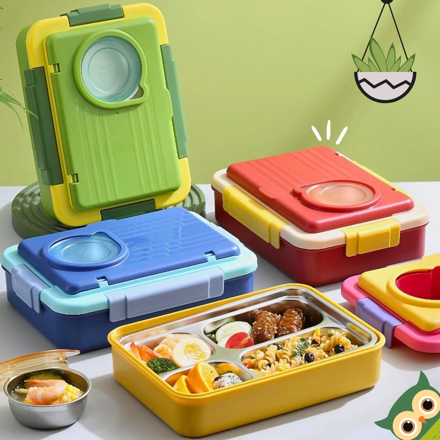 Trendy Space Capsule Lunch Box with 8 Compartment (Surprise Colour)