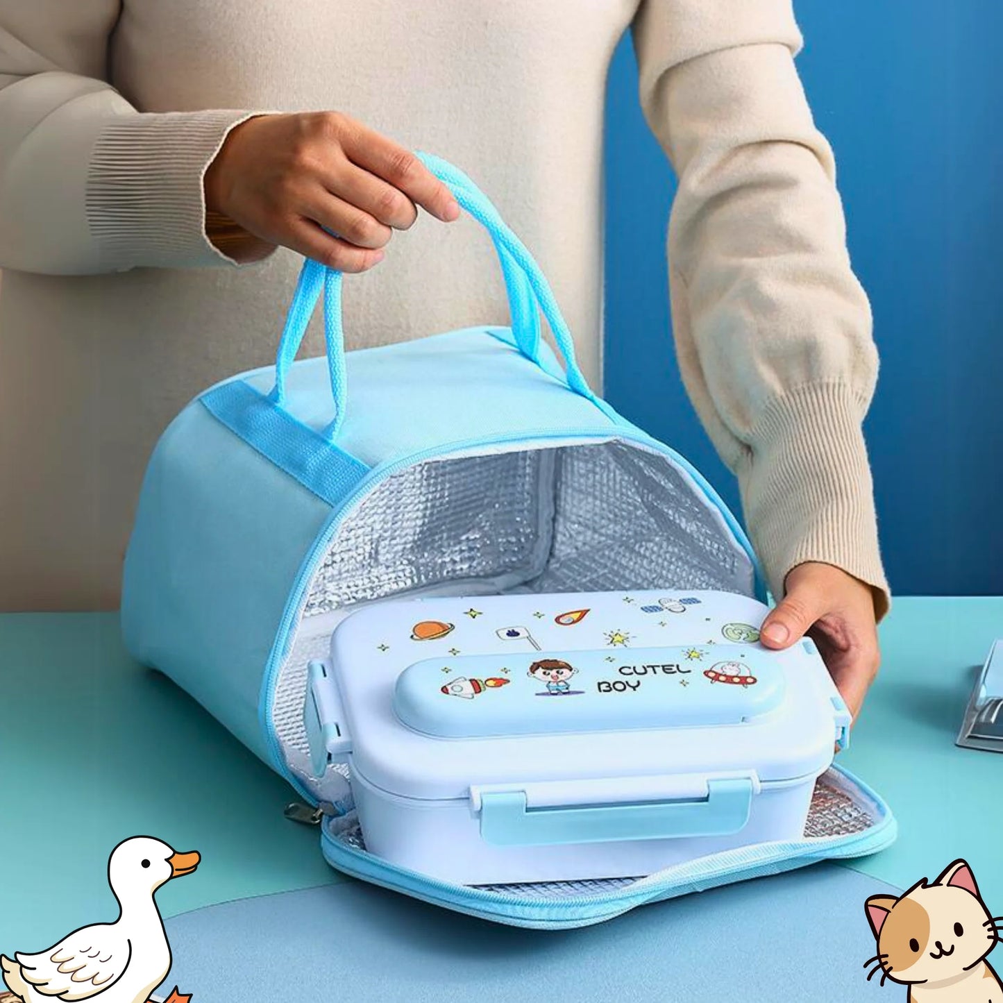 Cute Bento Lunch Box with Insulated Bag