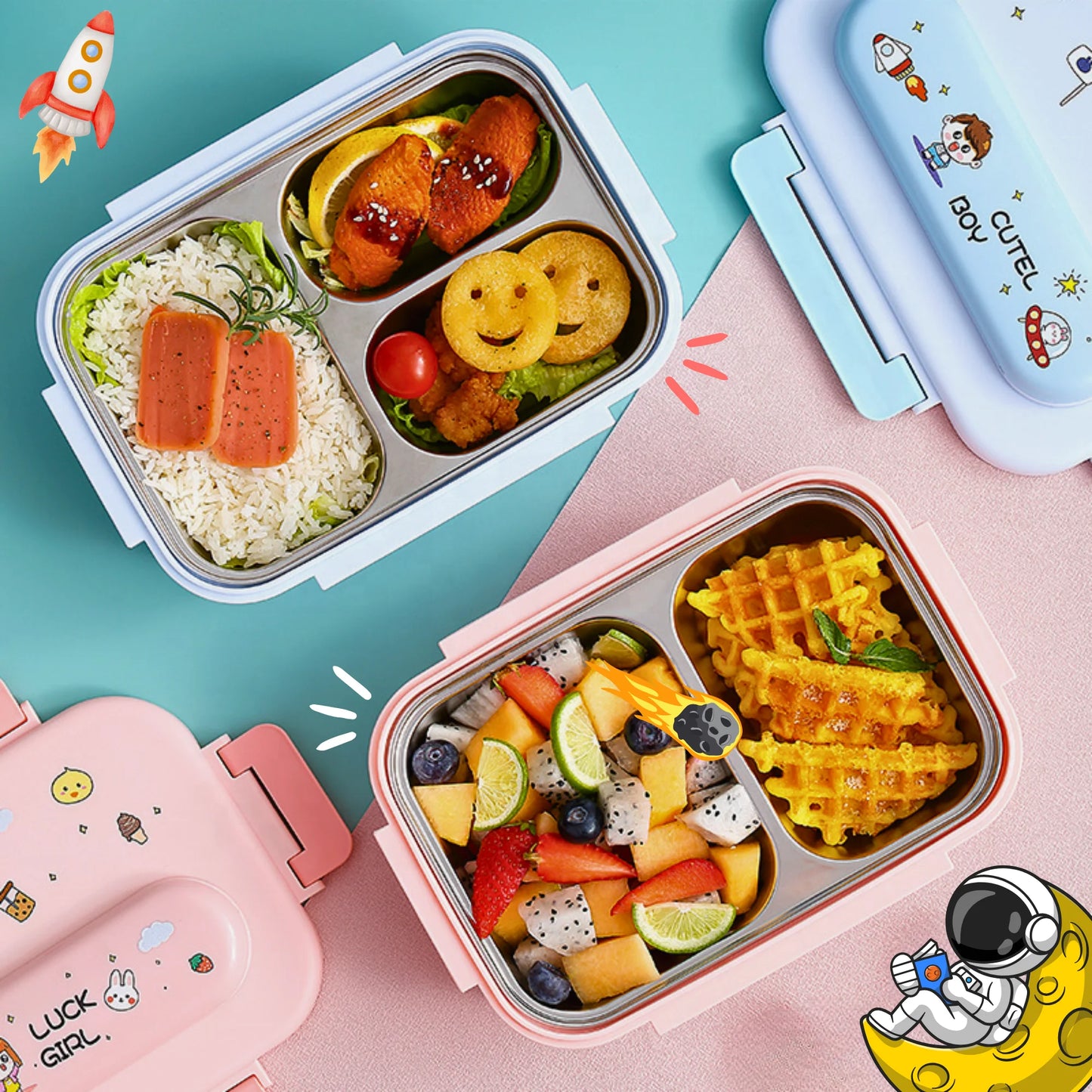 Cute Bento Lunch Box with Insulated Bag