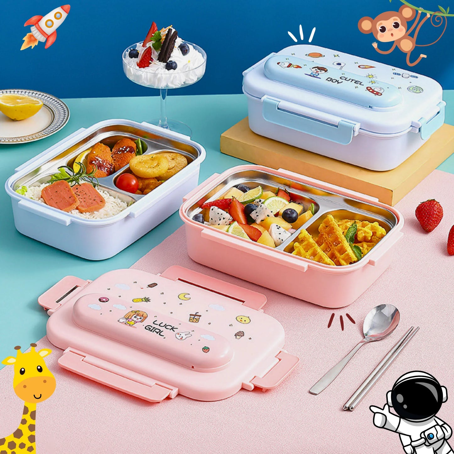 Cute Bento Lunch Box with Insulated Bag