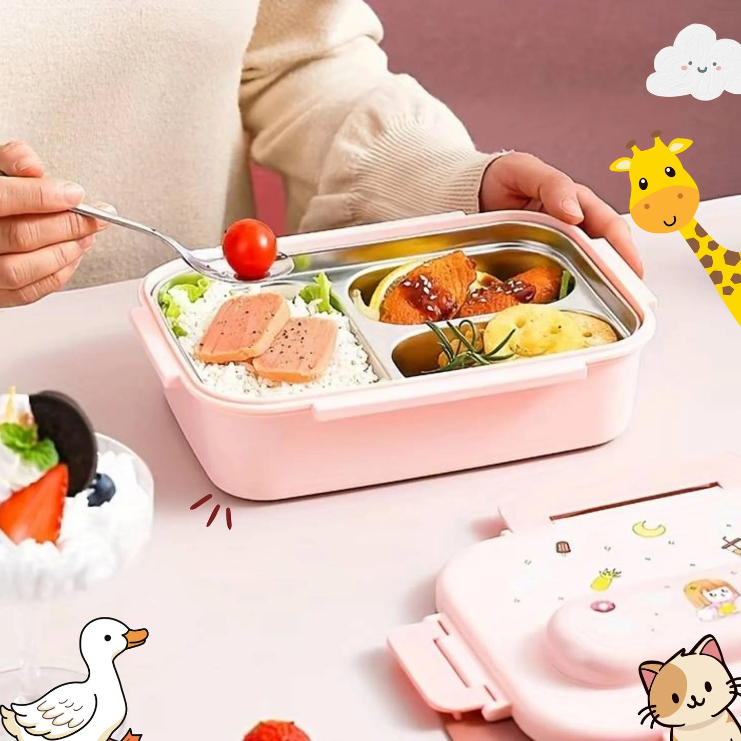 Cute Bento Lunch Box with Insulated Bag