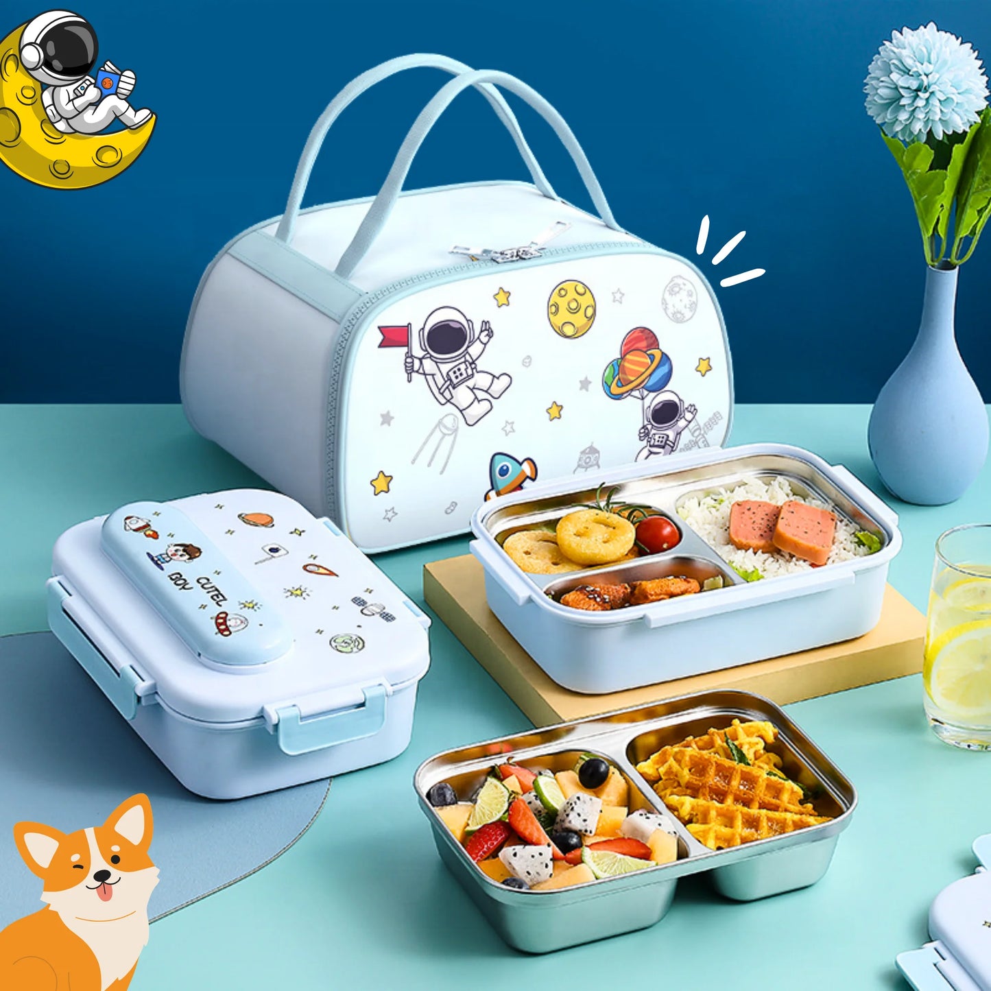 Cute Bento Lunch Box with Insulated Bag