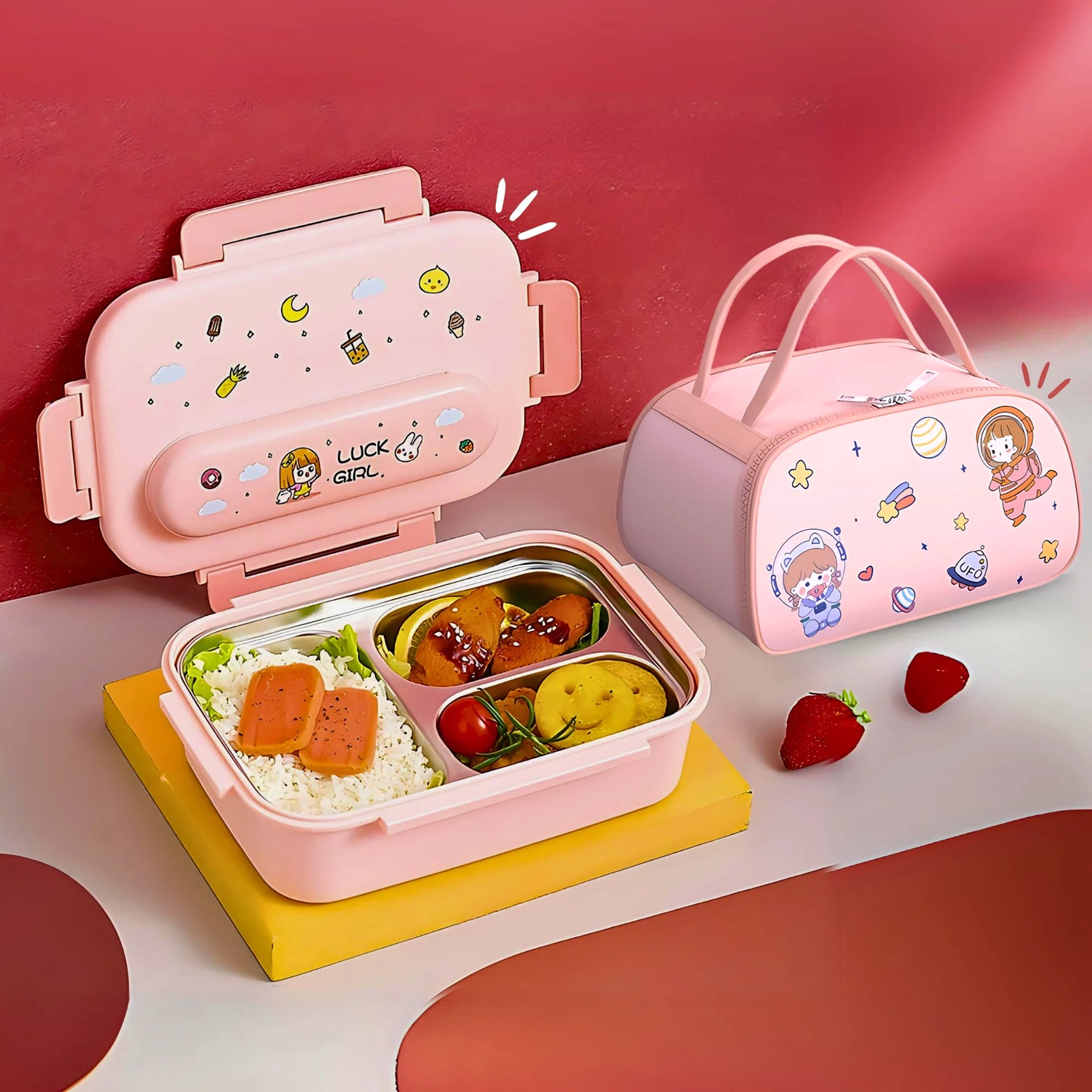 Cute Bento Lunch Box with Insulated Bag