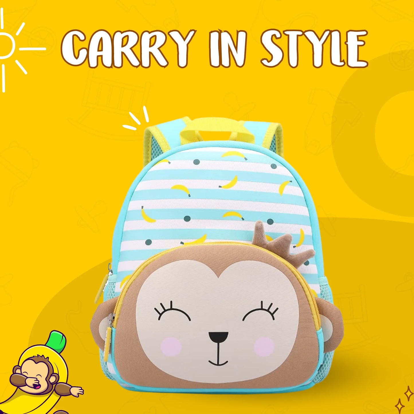 Cute Monkey Soft Plush Backpack for Kids