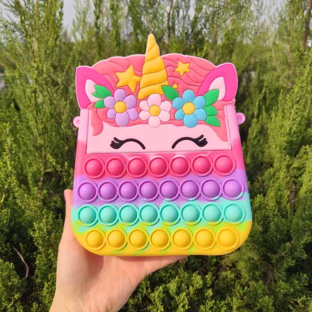 Cute Unicorn Pop It Silicone Sling Bag