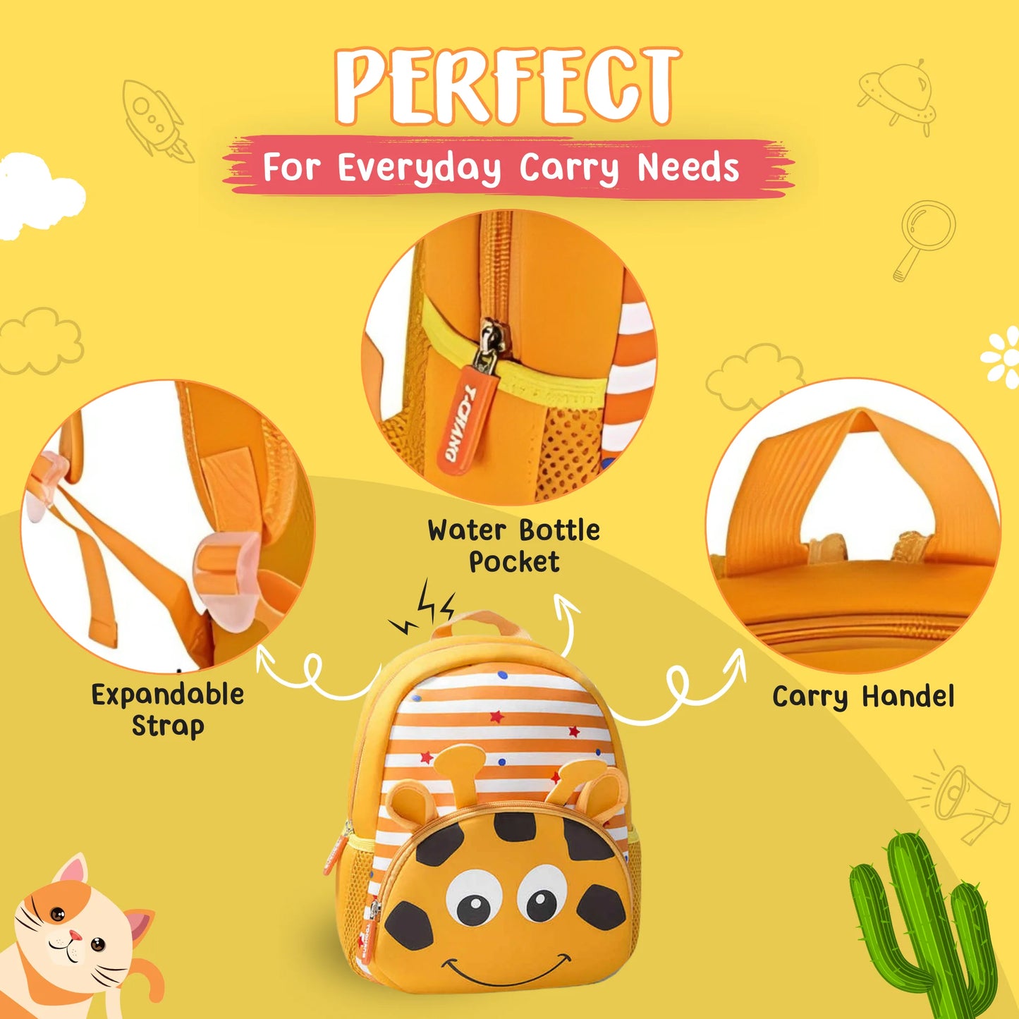 Cute Giraffe Soft Plush Backpack For Kids