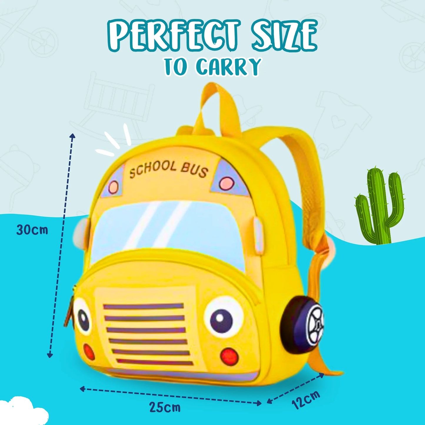 Cute Yellow School Bus Soft Plush Backpack For Kids