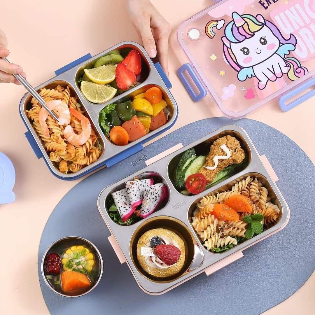 Magical Cartoon Stainless Steel 4 Compartment Lunch box
