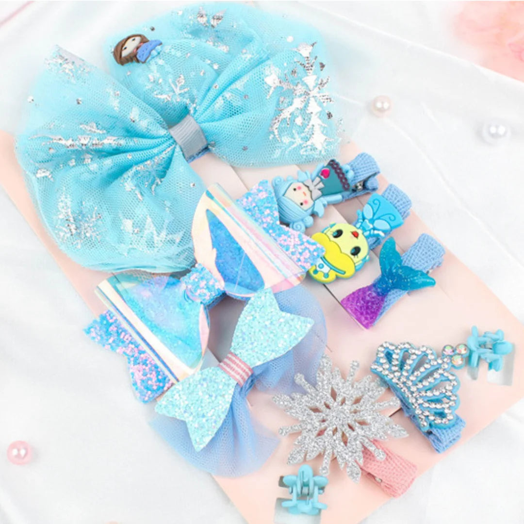 Fancy Unicorn Bow Hair Clip Set for Girls