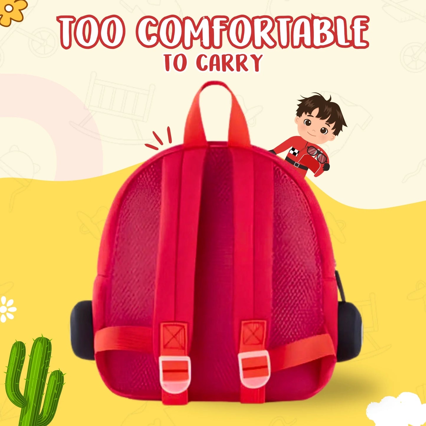 Cute Red School Bus Soft Plush Backpack For Kids